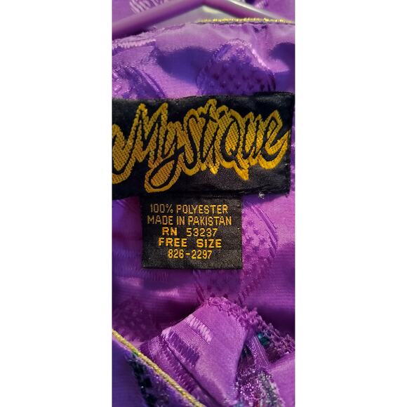 4272). Mystique Purple Heart Paisley Peint  Kaftan Dress One Size fits All - Picture 6 of 7